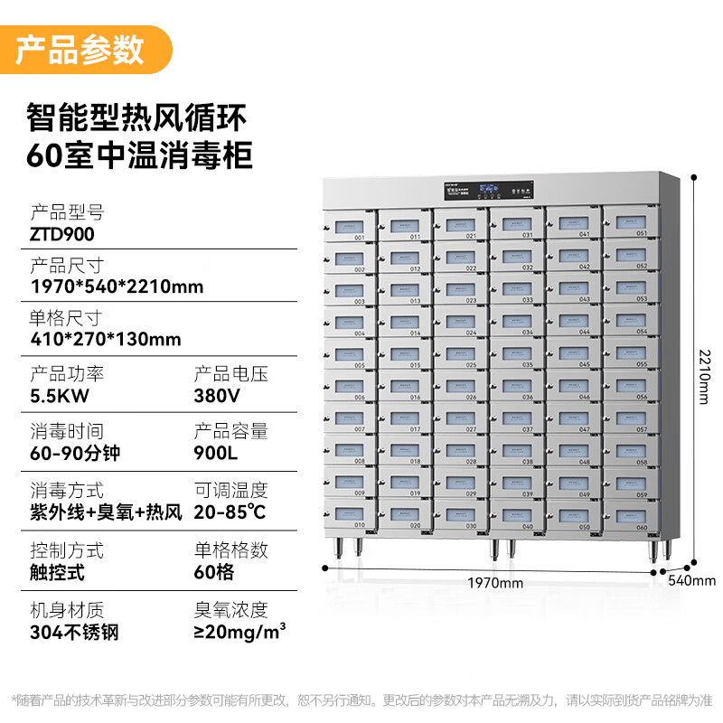 吕氏贵宾会60室智能触屏型热风循环中温消毒柜5.5KW