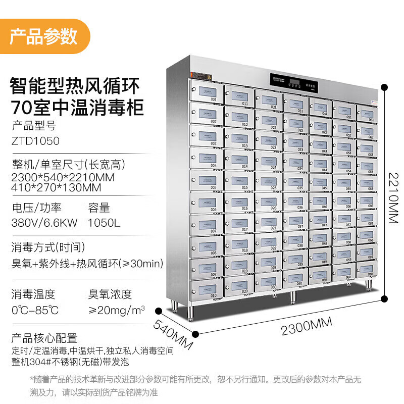 吕氏贵宾会智能型热风循环60-70格中温消毒柜ZTD1050